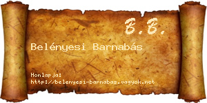 Belényesi Barnabás névjegykártya